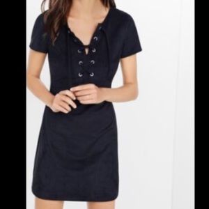 EXPRESS Lace Up Suede Dress
